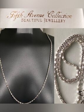 FAC Polished Silver Tone Rhodium Plated 26" Fancy Chain​​​